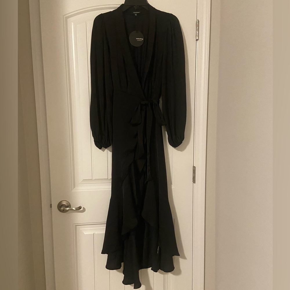 black wrap dress
